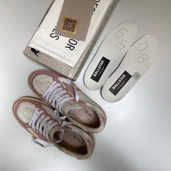 Golden Goose Ball Star Sneaker White Leather/Pink sz 38 New in Box - Picture 7 of 13